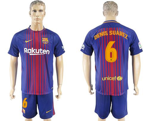 Barcelona #6 Denis Suarez Home Soccer Club Jersey